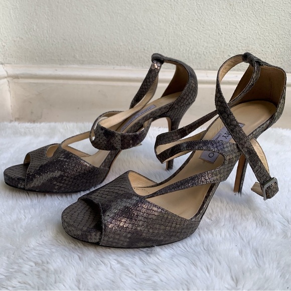 Jimmy Choo Women's Virtue Shimmer Snake Print Heels Size 40 - Picture 5 of 16